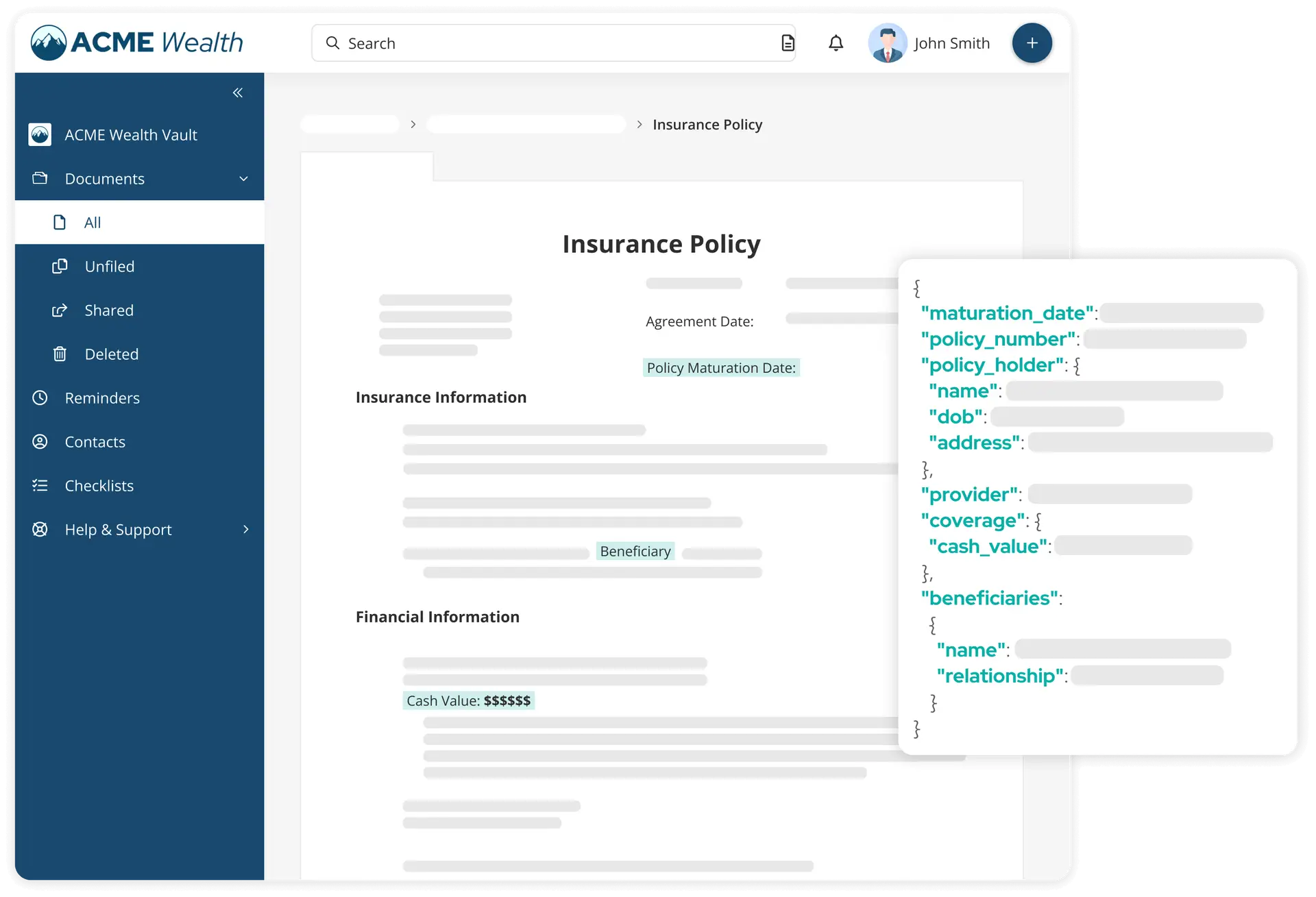 FutureVault Data Extraction - JSON Output via IDP